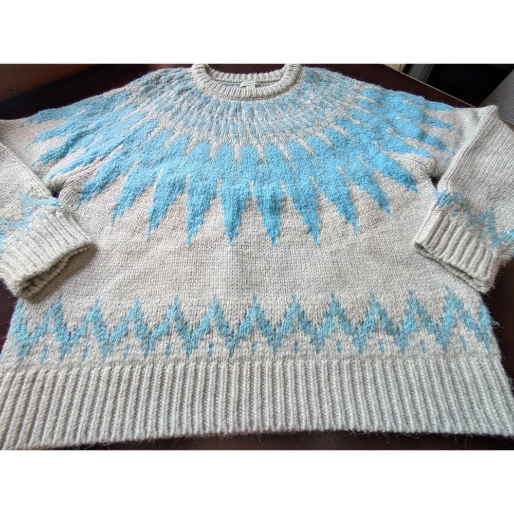 NEW! Sundance L Chunky Knit Fair Isle Pattern Pullover